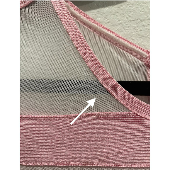 HERVE LEGER Sleeveless Mesh Pink Ruffle Bodycon Mini Dress - Picture 5 of 6